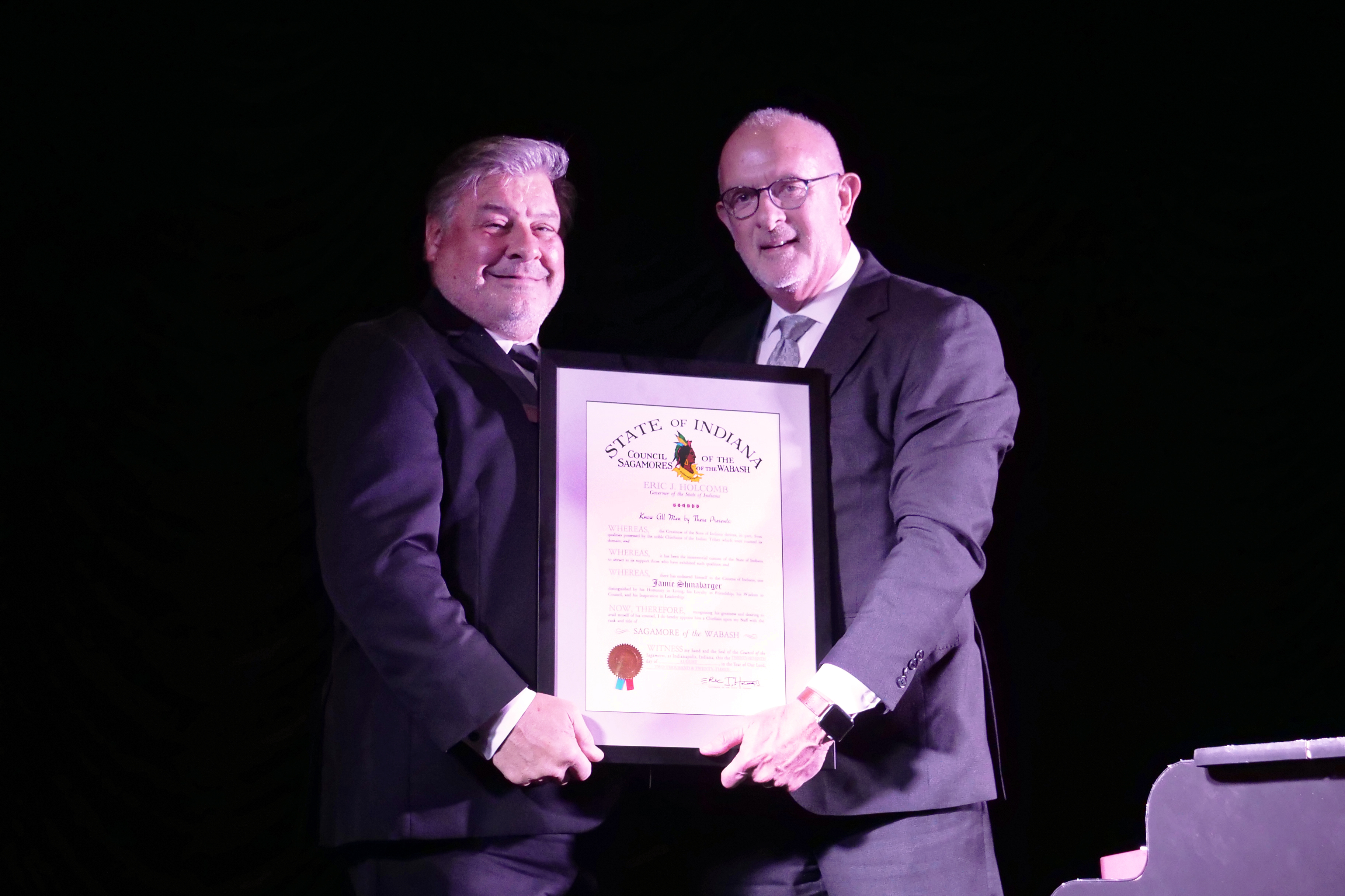 Jamie Shinabarger receives Sagamore of the Wabash